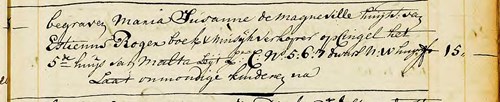 Begraafinschrijving Maria Susanne de Magneville